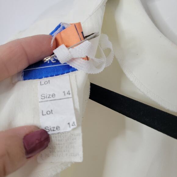 Bedford Fair Vintage Cream Long Sleeve Floral Midi Dress Women Sz 14 - Picture 10 of 12